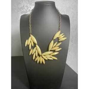 Vintage Retro Midcentury Glam Statement Bib Leaf Daggar Resin Necklace